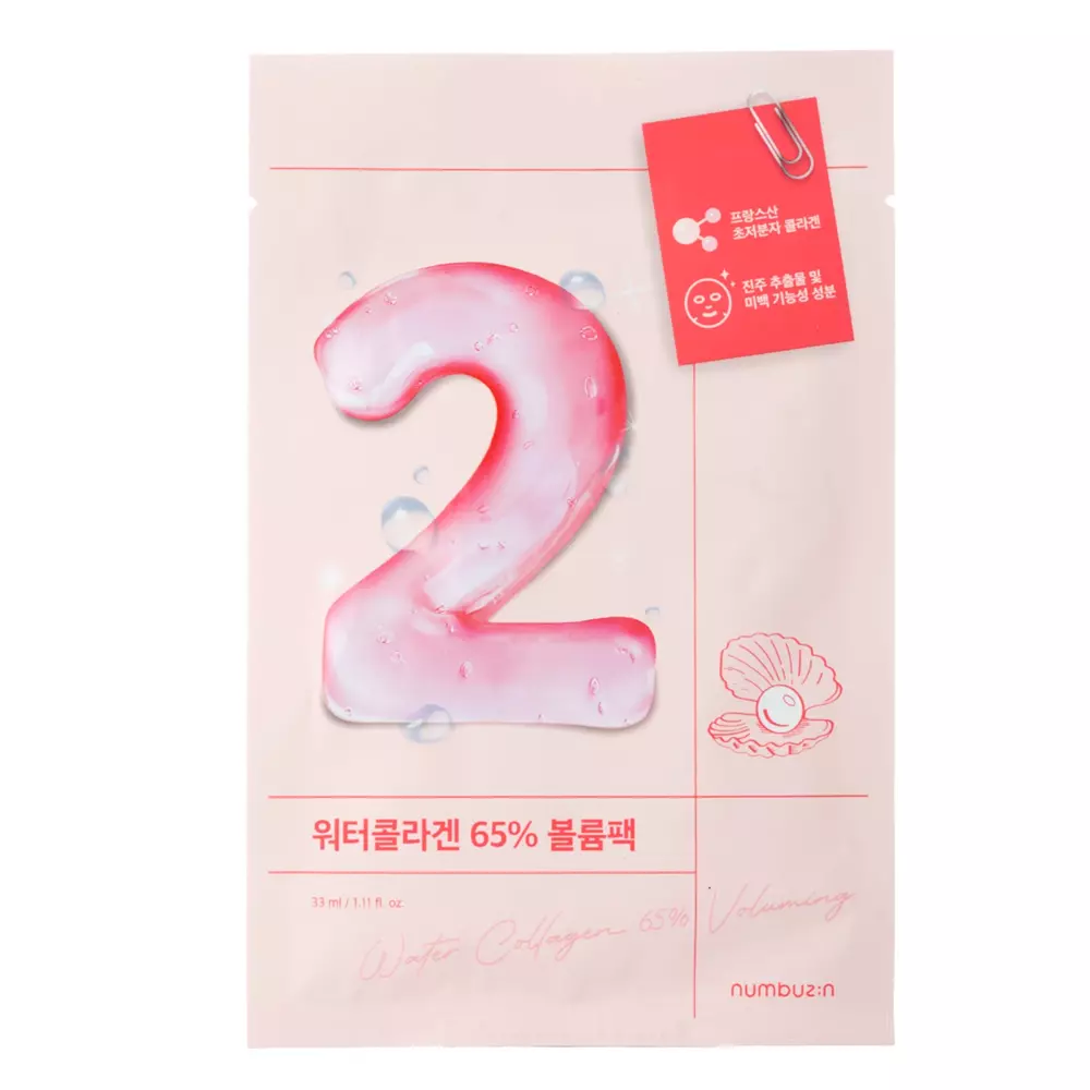 Numbuzin - No.2 - Water Collagen 65% Voluming Sheet Mask - Maska w Płachcie z Kolagenem - 33g