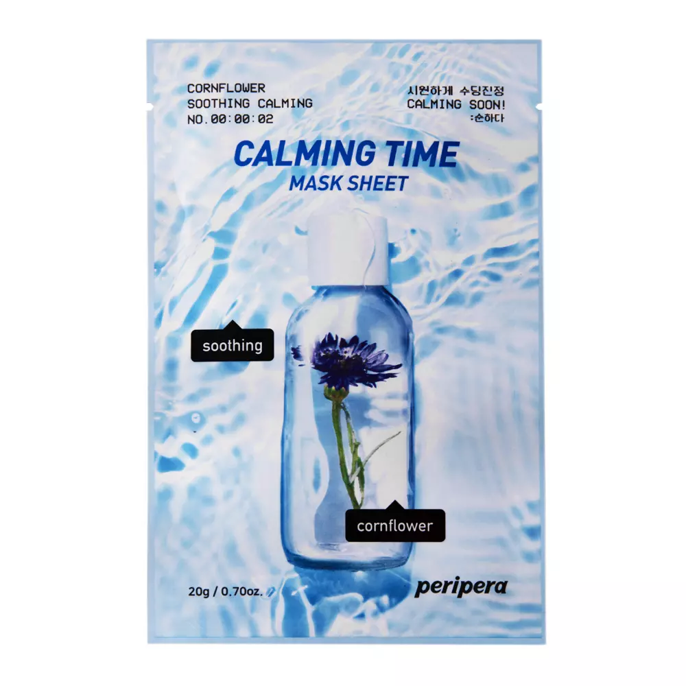 Peripera - Calming Time Mask Sheet Cornflower Soothing Calming - Kojąca Maska w Płachcie z Bławatkiem - 20g