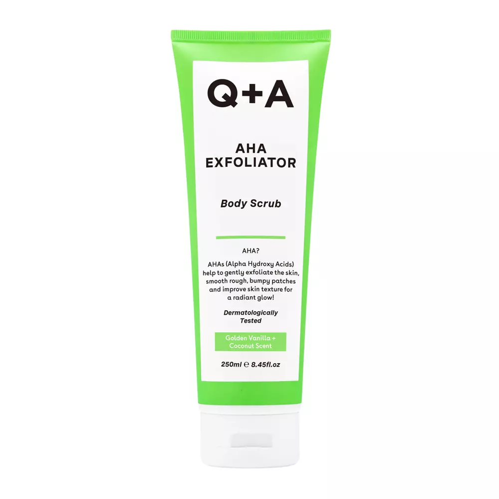 Q+A - AHA Exfoliator Body Scrub - Wygładzający Peeling do Ciała z Kwasami AHA - 250ml