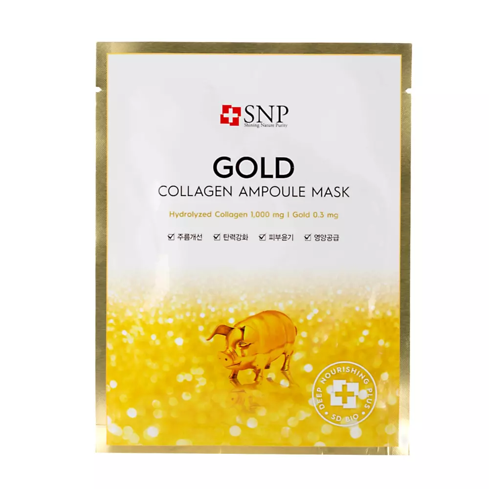 SNP - Gold Collagen Ampoule Mask - Maska w Płachcie z Kolagenem i Złotem - 25ml