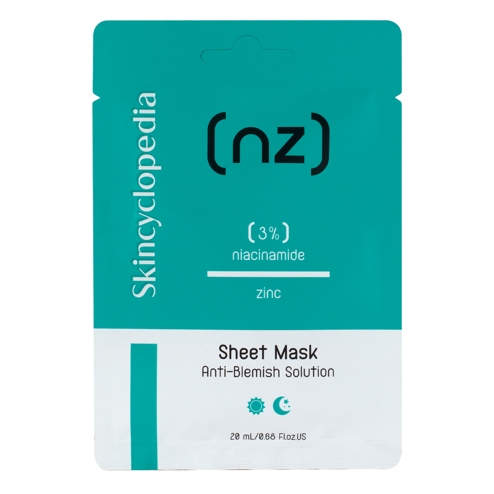 Skincyclopedia - Sheet Mask Niacinamide 3% Zinc - Maska w Płachcie Przeciwdziałająca Niedoskonałościom -1szt/20ml