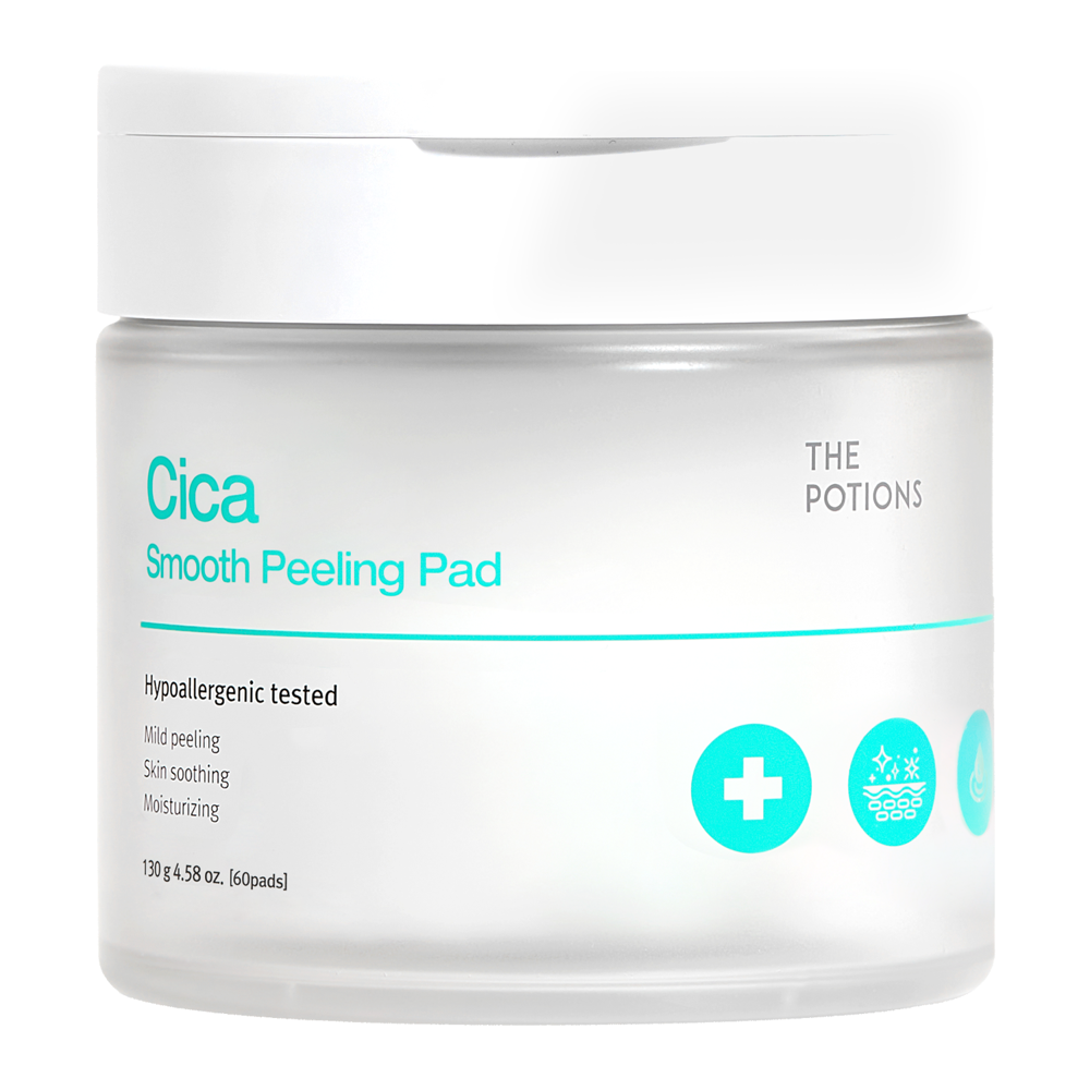 The Potions - Cica Smooth Peeling Pad - Złuszczające Płatki do Twarzy z Kwasami PHA - 60szt/130g