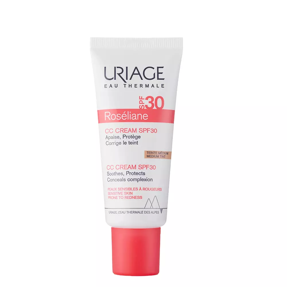 Uriage - Roseliane CC Crème SPF30 - Tonujący Krem Ochronny do Skóry Naczynkowej - Teinte Medium - 40ml